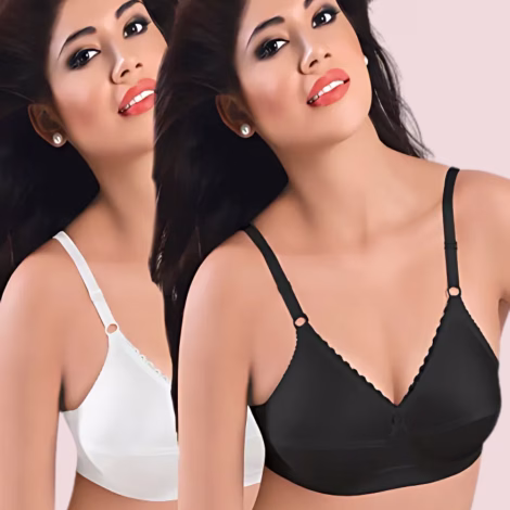 Miava Joylina Plus Size- Pack Of 2 Black & White Cotton Front Bras