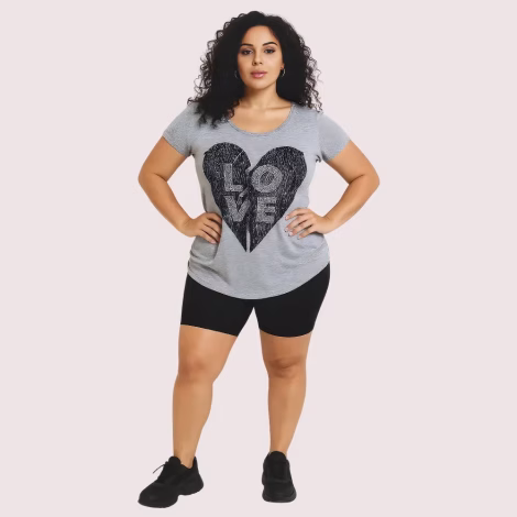 Miava Joylina Heather Grey "LOVE" Heart Graphic Tee
