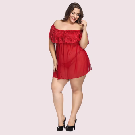 Miava Joylina Sexy Plus Size Lace Babydoll Dress